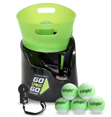 Hyper Pet GoDogGo Fetch Machine Dog Ball Launcher & Automatic Ball Launcher for Dogs With Five 2.5" Balls for Dogs 20-60 Pounds