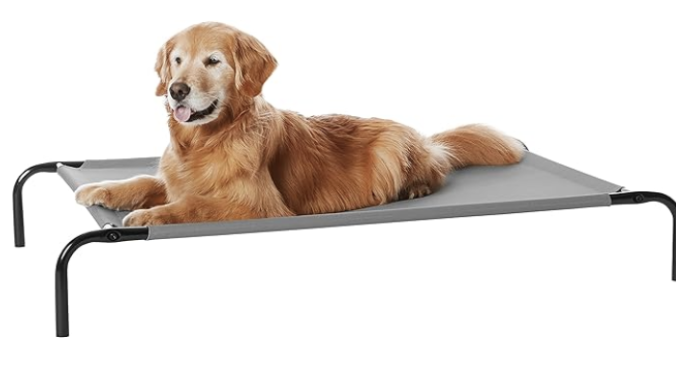 Amazon Basics Cooling Elevated Dog Bed with Metal Frame, Large, 51 x 31 x 8 Inch, Grey